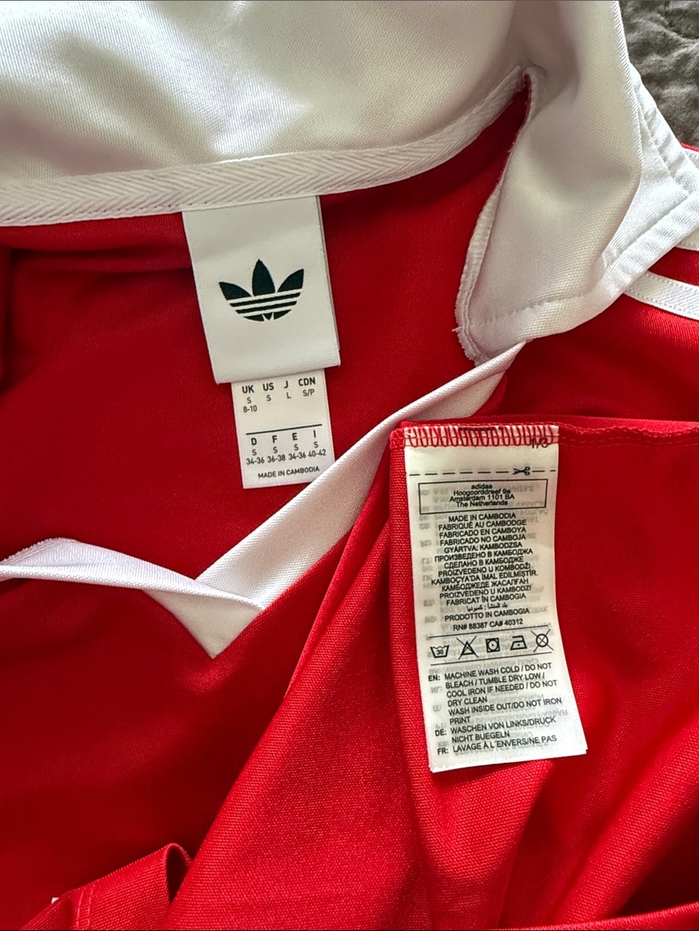 adidas Red Long Sleeve Polo-Style Dress with White Trim - Picture 2 of 4